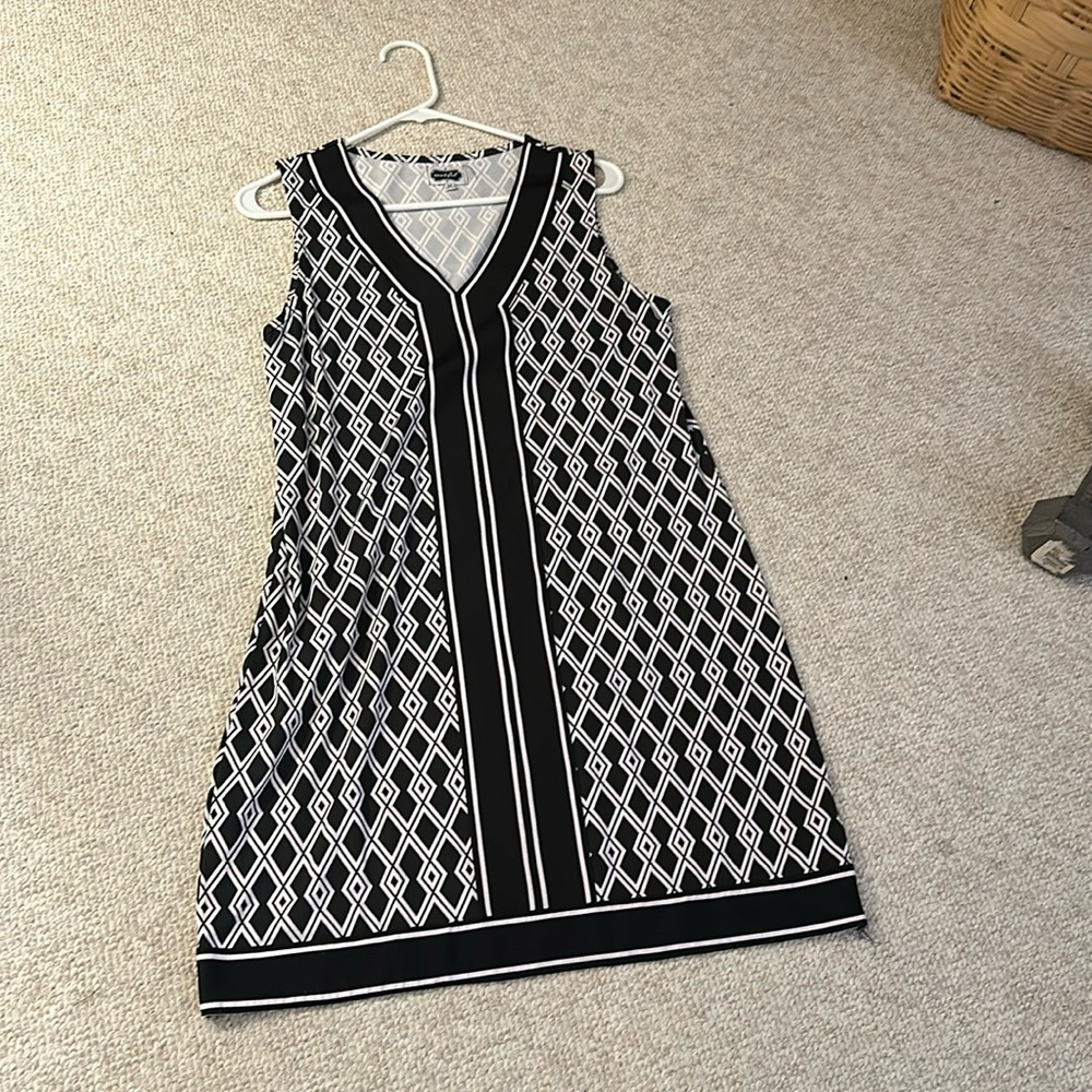 Navy/White Print Dress